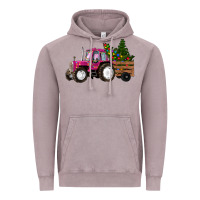 Vintage Zinc Pink Christmas Farm Tractor Vintage Hoodie - RanaPortraitStore