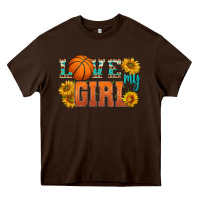 Chocolate Brown love my girl basketball Heavy Core Tee - HRA Design Shop