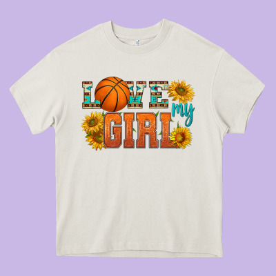 Love My Girl Basketball Heavy Core Tee Designed By Hra Design Shop