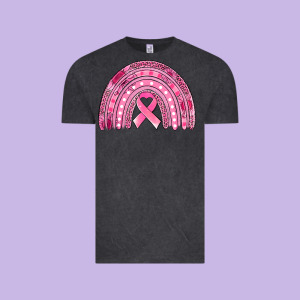 Breast Cancer Awareness Rainbow Vintage Tee Designed By Jasminsmagicworld