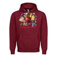 Burgundy teachers change the world Zipper Hoodie - Artiststas