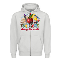 Dove Grey teachers change the world Zipper Hoodie - Artiststas