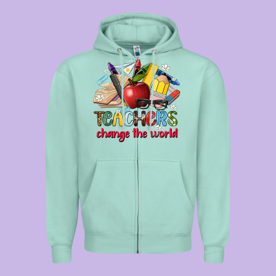 Teachers Change The World Zipper Hoodie Designed By Artiststas
