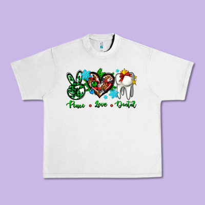 Peace Love Dental For Christmas Urban Heavy Tee Designed By Adodesignshop