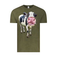 Vintage Olive Cute Holstein Vintage Tee - LillyAllenDesigns