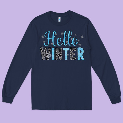 Hello Winter Long Sleeve Tee Designed By Jahusdesignshop