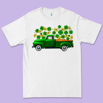 St Patricks Shamrock Gold Truck Premium Tee Designed By Fadigitalartstudio