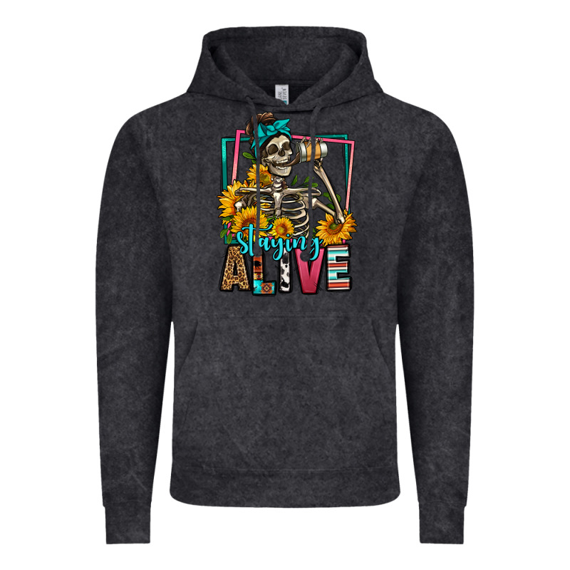 Staying Alive Coffee Drinking Skeleton Vintage Hoodie by Jasminsmagicworld | Teevron