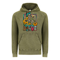 Vintage Olive staying alive coffee drinking skeleton Vintage Hoodie - Jasminsmagicworld