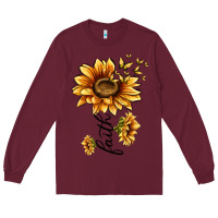 Burgundy faith sunflower Long Sleeve Tee - MaliasSmallBusiness