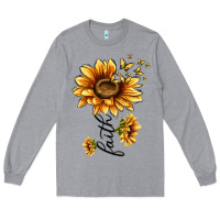 Heather Grey faith sunflower Long Sleeve Tee - MaliasSmallBusiness