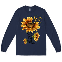 Navy faith sunflower Long Sleeve Tee - MaliasSmallBusiness