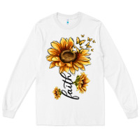 White faith sunflower Long Sleeve Tee - MaliasSmallBusiness