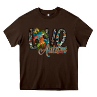 Chocolate Brown love autism Heavy Core Tee - SublimationCraftShop