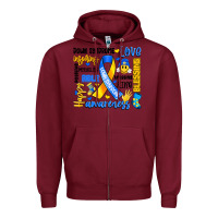 Burgundy down syndrome awareness typography Zipper Hoodie - Artiststas