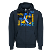 Navy down syndrome awareness typography Zipper Hoodie - Artiststas