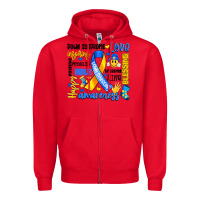 Red down syndrome awareness typography Zipper Hoodie - Artiststas