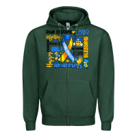 Sports Green down syndrome awareness typography Zipper Hoodie - Artiststas