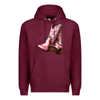 Burgundy Cowgirl boots Premium Hoodie - HowdyJamesFarm