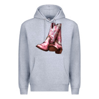Heather Grey Cowgirl boots Premium Hoodie - HowdyJamesFarm