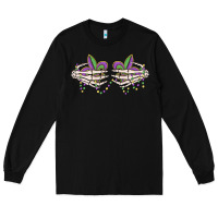Black skeleton hands mardi gras Long Sleeve Tee - MaliasSmallBusiness