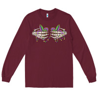 Burgundy skeleton hands mardi gras Long Sleeve Tee - MaliasSmallBusiness
