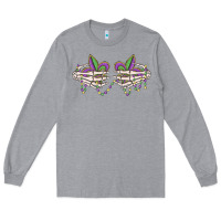 Heather Grey skeleton hands mardi gras Long Sleeve Tee - MaliasSmallBusiness
