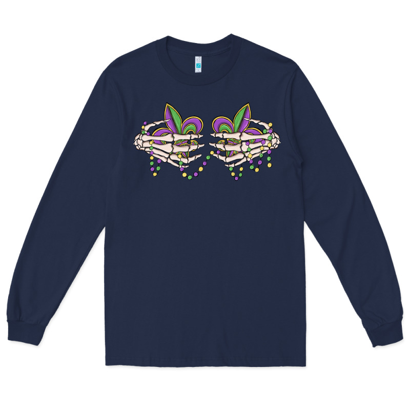 Skeleton Hands Mardi Gras Long Sleeve Tee by MaliasSmallBusiness | Teevron