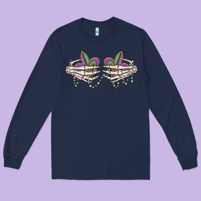 Skeleton Hands Mardi Gras Long Sleeve Tee Designed By Maliassmallbusiness