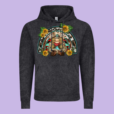 Western Gnome Sunflowers Rainbow Vintage Hoodie Designed By Barkaloodesign