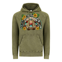 Vintage Olive western gnome sunflowers rainbow Vintage Hoodie - BarkalooDesign