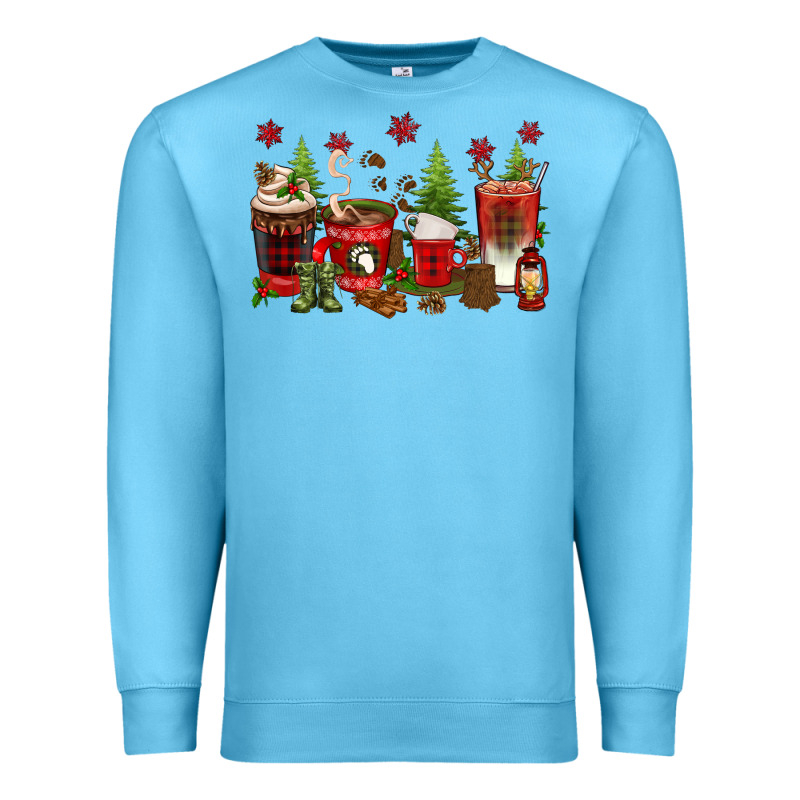 Christmas Coffee Cups Premium Sweatshirt by texasbilliewilder | Teevron