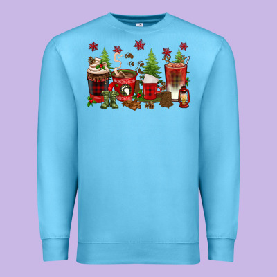 Christmas Coffee Cups Premium Sweatshirt Designed By Texasbilliewilder