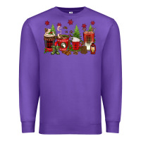 Purple Christmas coffee cups Premium Sweatshirt - texasbilliewilder