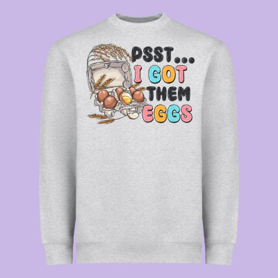 Psst I Got Them Eggs Heavyweight Sweatshirt Designed By Maliassmallbusiness