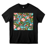 Black flamingos with leaves Heavy Core Tee - BarkalooDesign