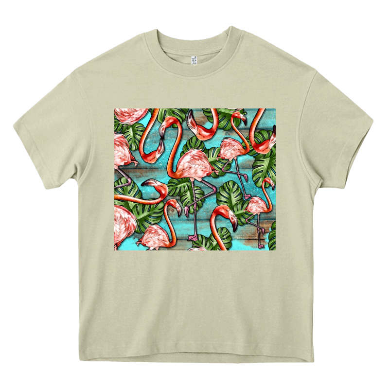 Flamingos With Leaves Heavy Core Tee by BarkalooDesign | Teevron