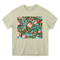 Mossy flamingos with leaves Heavy Core Tee - BarkalooDesign