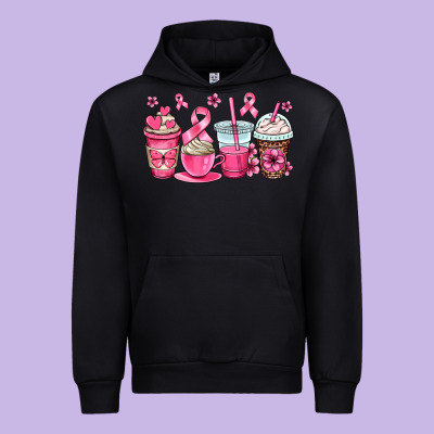 Breast Cancer Coffee Cups Urban Hoodie Designed By Oliviacreatesart