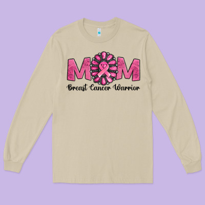 Breast Cancer Warrior Mom Long Sleeve Tee Designed By Nancycooperartshop