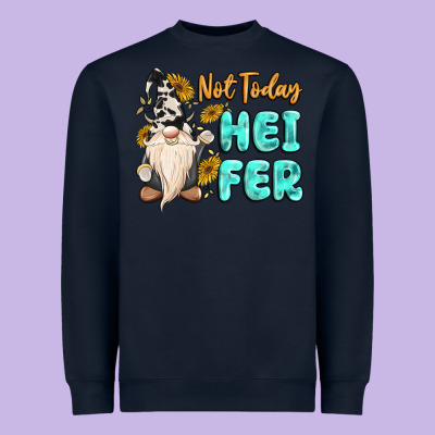 Not Today Heifer Cow Gnome Heavyweight Sweatshirt Designed By Maliassmallbusiness