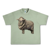 Oil Green merino wool sheep Urban Heavy Tee - LillyAllenDesigns
