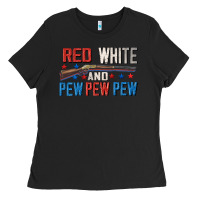 Black Red white and pew pew pew Ladies Tee - CowGirlArtShop