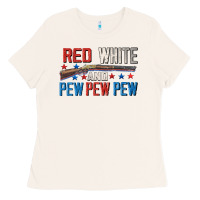 Bone Red white and pew pew pew Ladies Tee - CowGirlArtShop