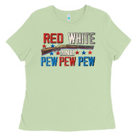 Matcha Red white and pew pew pew Ladies Tee - CowGirlArtShop