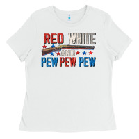 White Red white and pew pew pew Ladies Tee - CowGirlArtShop