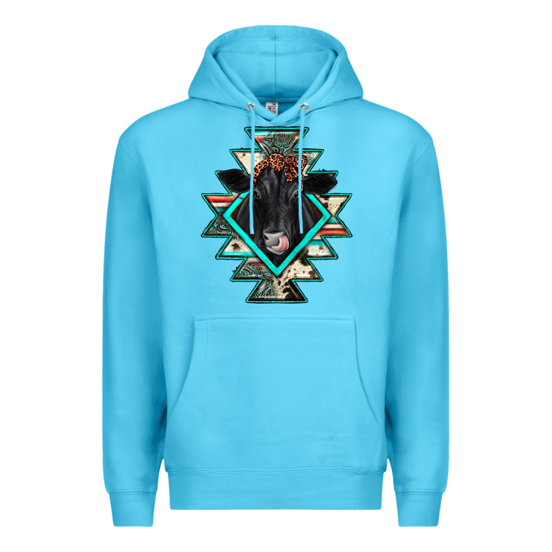 Black Angus Cowhide Aztec Premium Hoodie by JahusDesignShop | Teevron