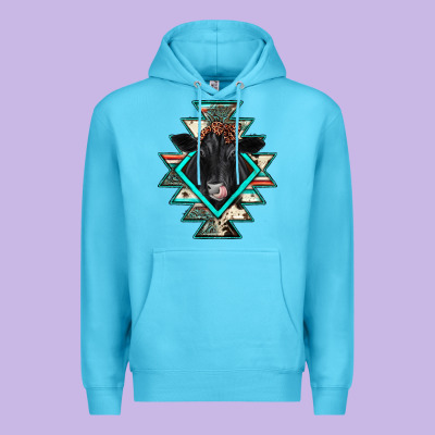 Black Angus Cowhide Aztec Premium Hoodie Designed By Jahusdesignshop