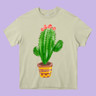 Mexican Cactus Heavy Core Tee Designed By Fadigitalartstudio
