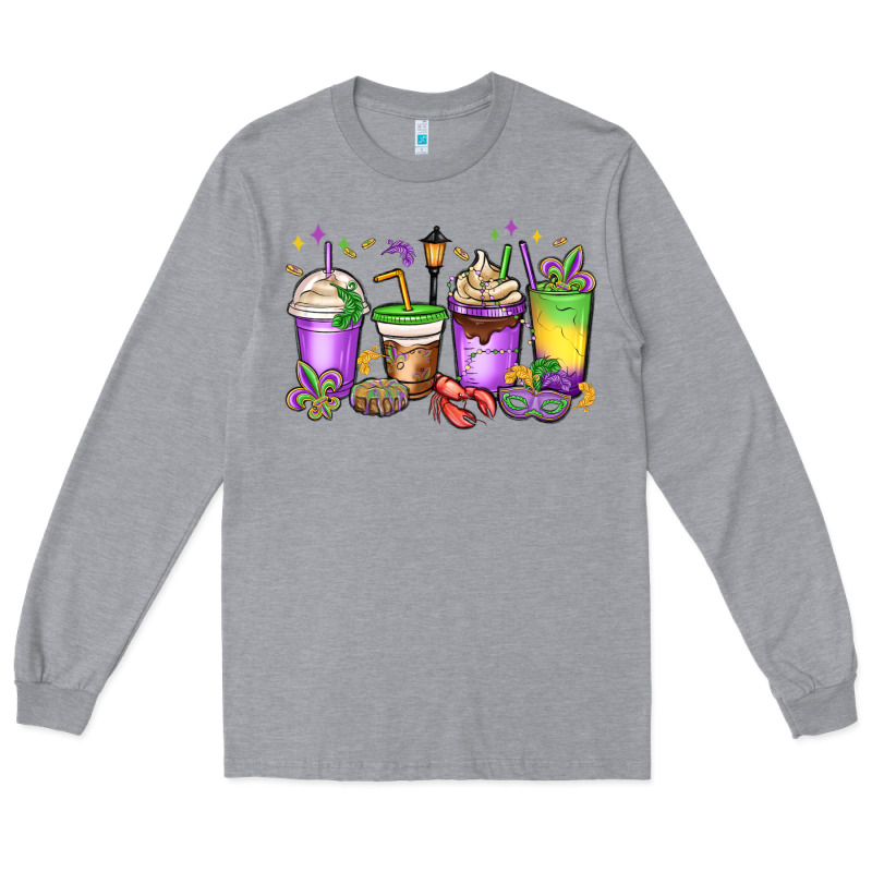 Mardi Gras Coffee Cups Long Sleeve Tee by MaliasSmallBusiness | Teevron